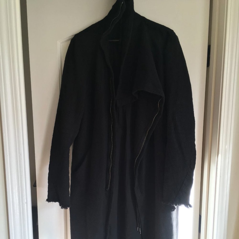 Oversized Draping Knitted Cloak Coat with Frayed